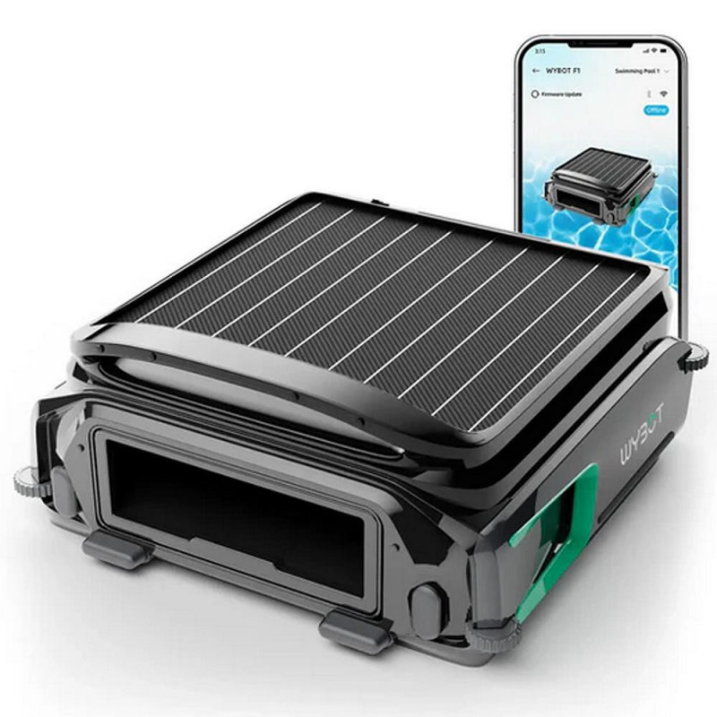 Wybot F1 Pool Skimmer for Cleaning the Water Surface, Solar/DC Charging, Up to 8 Hours, 7 L, Mobile App, Black