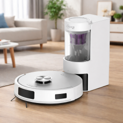 Ρομποτική σκούπα MAGNUM UP, 45 W, 20.000 Pa, 180 λεπτά, 230 ml, Διαφανής αυτόματος κάδος, Αισθητήρες SMART, Υγρό/ξηρό, Λευκό