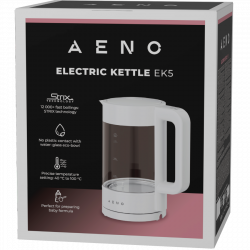 AENO AEK0005 Electric Kettle, 2200W, 1.7 L, 40–100°C, 360° Base, STRIX, LED Display, Filter, White