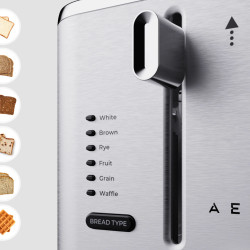 AENO ATS0003 Toaster, 950W, 6 bread types, 7 browning levels, Reheat, Defrost, LED, Stainless Steel