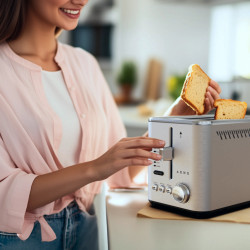 AENO ATS0003 Toaster, 950W, 6 bread types, 7 browning levels, Reheat, Defrost, LED, Stainless Steel