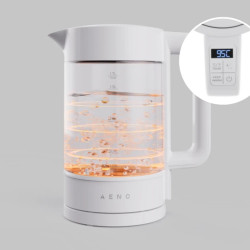 AENO AEK0005 Electric Kettle, 2200W, 1.7 L, 40–100°C, 360° Base, STRIX, LED Display, Filter, White