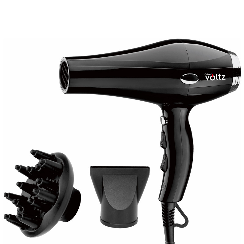 Сешоар с дифузер Oliver Voltz OV51100TD, 2000W, 3 степени на темп, 2 скорости, Черен