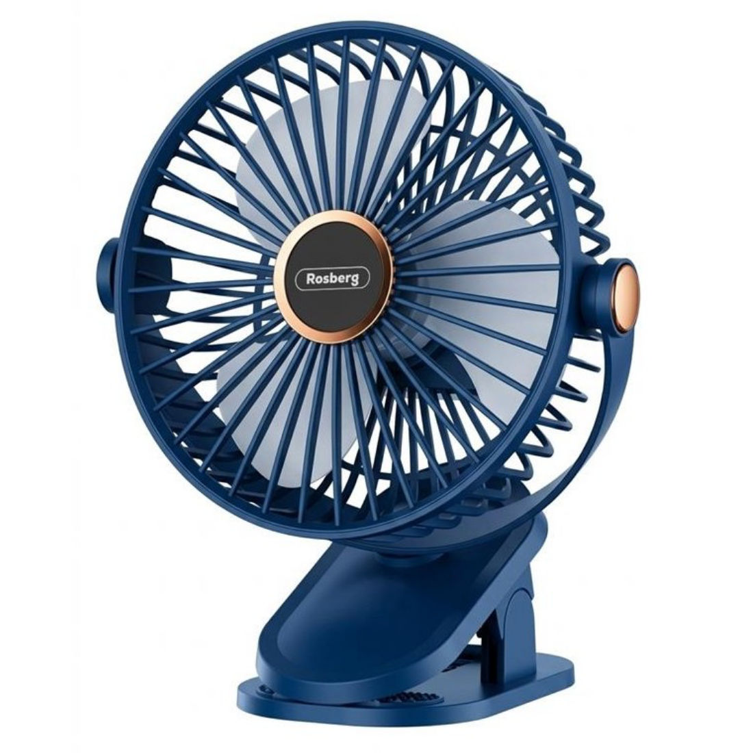 Mini ventilator USB tip C Rosberg R51760R, 5 W, 14 cm, Autonomie 90 min, 5 viteze, Albastru inchis