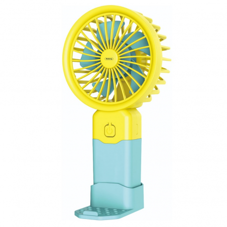Rosberg R51760T Mini USB Fan, 2W, 8 cm, 38-minute runtime, 3 speeds, energy-saving, Yellow/Blue