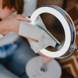 Oglinda cosmetica Beautifly Looking Glass Light, 14,5 cm, Marire 10x, USB-C, LED, Reglare la 360°, Argintiu