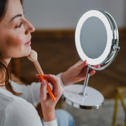 Beautifly Looking Glass Light Makeup Mirror, 14.5 cm, 10x magnification, USB-C, LED, 360° adjustable, Silver
