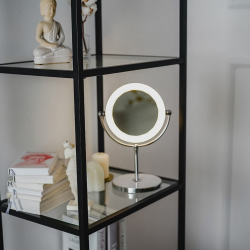 Beautifly Looking Glass Light Makeup Mirror, 14.5 cm, 10x magnification, USB-C, LED, 360° adjustable, Silver