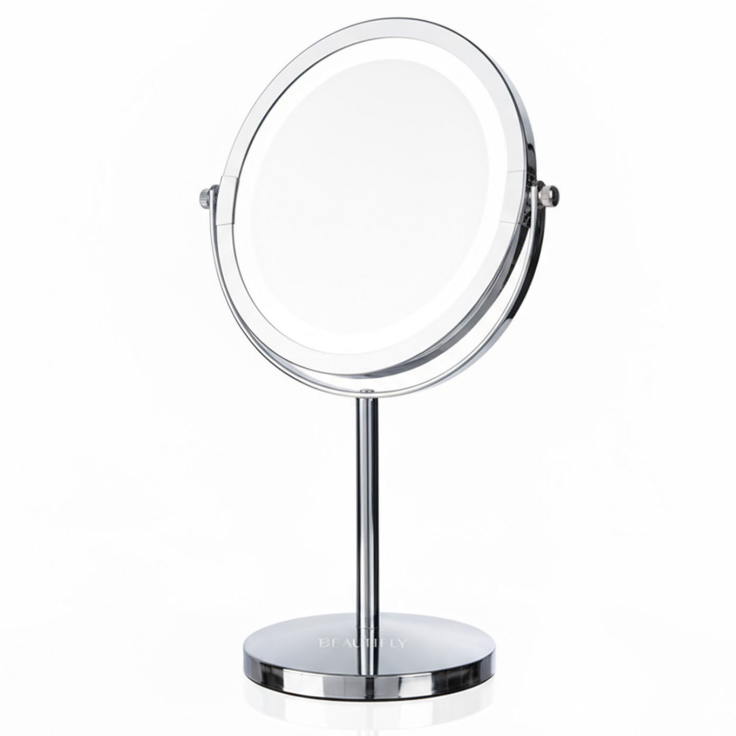 Oglinda cosmetica Beautifly Looking Glass Light, 14,5 cm, Marire 10x, USB-C, LED, Reglare la 360°, Argintiu