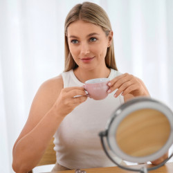 Oglinda cosmetica Beautifly Looking Glass Light, 14,5 cm, Marire 10x, USB-C, LED, Reglare la 360°, Argintiu