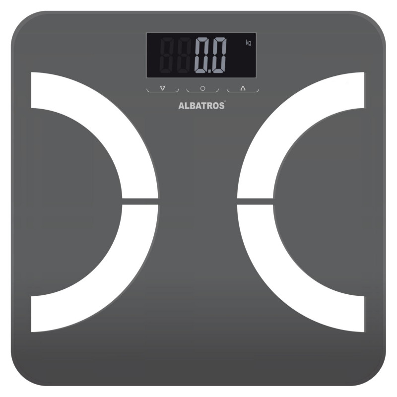 Albatros Body Planner testösszetétel-elemző, 180 kg-ig, BIA, LED, kg/lb/st, szürke