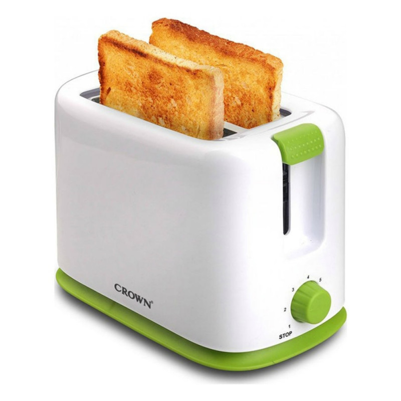 Crown CT-710WG Toaster, 700W, 5 settings, Wide slots, High lift, White/green