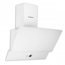 Hota decorativa Kumtel DA6-830-A0A, 650 m³/h, 60 cm, 3 viteze, Comanda mecanica, Panou din sticla, Iluminare LED, Alb
