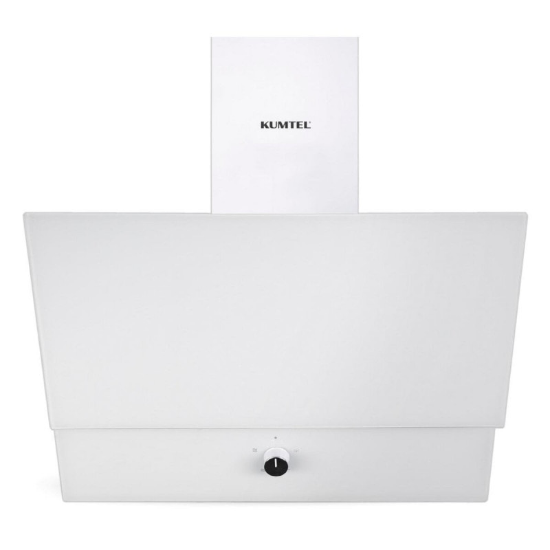 Hota decorativa Kumtel DA6-830-A0A, 650 m³/h, 60 cm, 3 viteze, Comanda mecanica, Panou din sticla, Iluminare LED, Alb