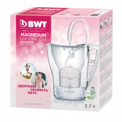 Nitec BWT B706 PENGUIN Water Filter Jug, 2.7 L, Magnesium Enrichment, Digital Display, Pink