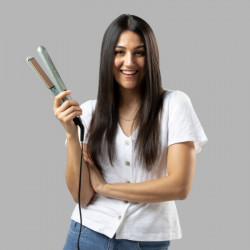 Преса за коса Remington Botanicals S5860, 150-230°C, 10 темп, BotaniCare, Advanced Ceramic, Плочи с екстрат от микробалсами, Зелен