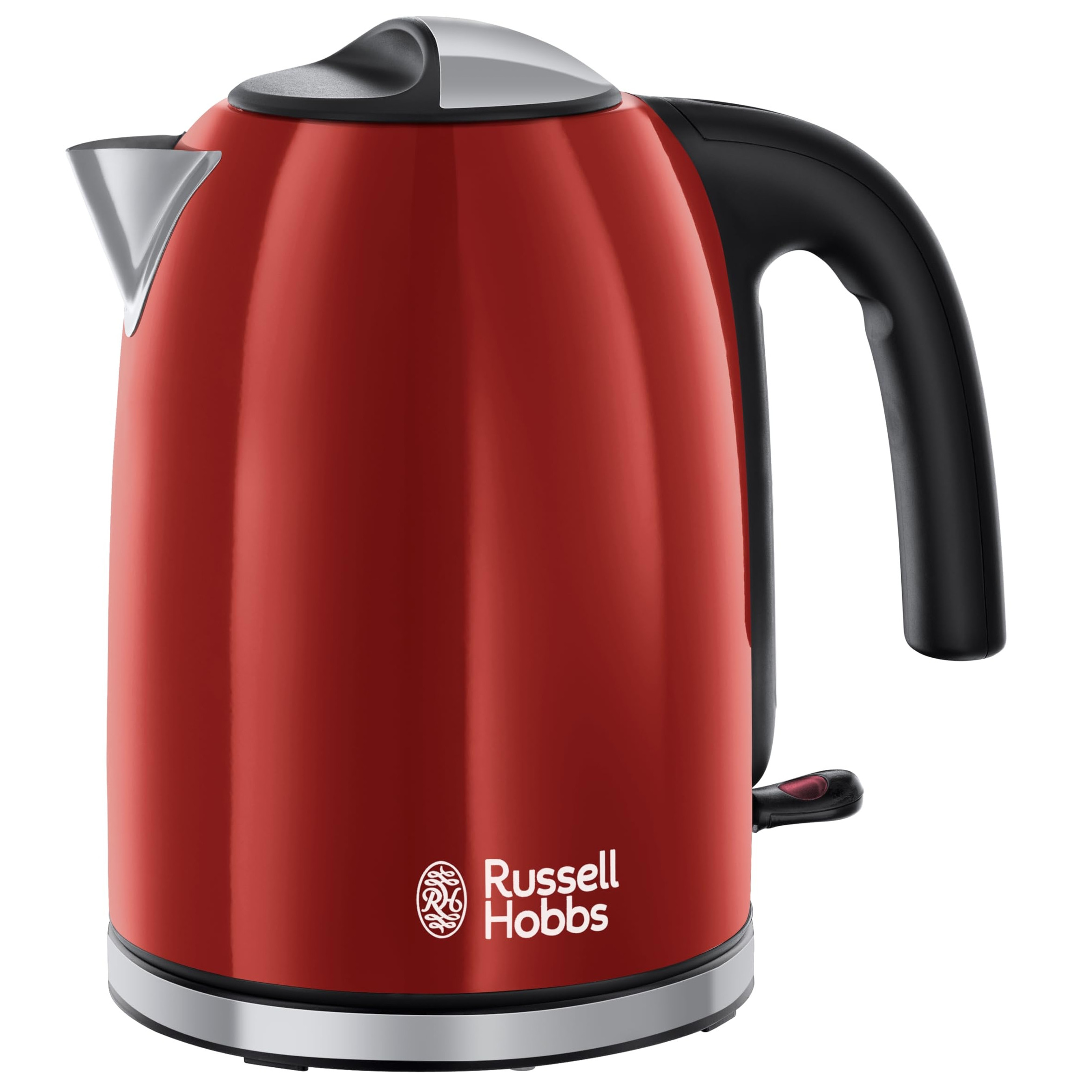 Cana electrica Russell Hobbs Colours Plus Flame Red 20412-70, 2400 W, 1,7 l, Fierbere rapida, Element de incalzire ascuns, Baza rotativa la 360°, Indi