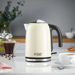 Russell Hobbs Colours Plus Classic Cream Electric Kettle 20415-70, 2400W, 1.7 L, Rapid Boil, Concealed Heating Element, 360° Base, Indicator Light, Cream