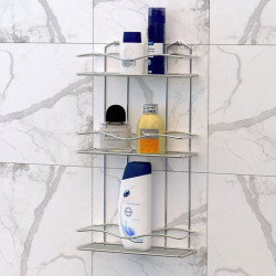 Etajera pentru baie TEKNO-TEL BK 013, 3 nivele, 30 x 12 x 54 cm, Argintiu