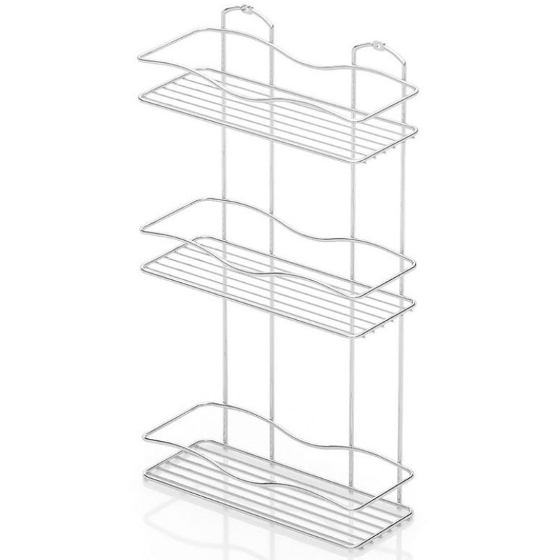 TEKNO-TEL BK 013 Rectangular Bathroom Shelving Unit, 3 tiers, 30 x 12 x 54 cm, Silver