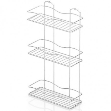 TEKNO-TEL BK 013 Rectangular Bathroom Shelving Unit, 3 tiers, 30 x 12 x 54 cm, Silver