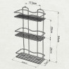 TEKNO-TEL BK 013 Rectangular Bathroom Shelving Unit, 3 tiers, 30 x 12 x 54 cm, Silver