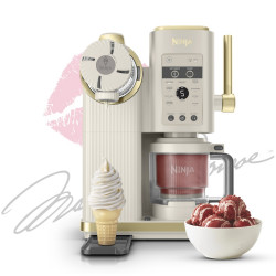 Ninja CREAMi Scoop & Swirl™ NC701EUSTGD 13-in-1 Ice Cream Maker, 800W, 13 Programs, 3-Speed Cone Lever, CreamiFit, Creamify, 2 x 473 ml Bowls, Customization, Cream/Gold