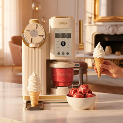 Ninja CREAMi Scoop & Swirl™ NC701EUSTGD 13-in-1 Ice Cream Maker, 800W, 13 Programs, 3-Speed Cone Lever, CreamiFit, Creamify, 2 x 473 ml Bowls, Customization, Cream/Gold