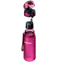 Aquaphor City 160024 Water Filter Bottle, 350 ml, Tritan, Activated Carbon, Aqualen, Locking Lid, Pink