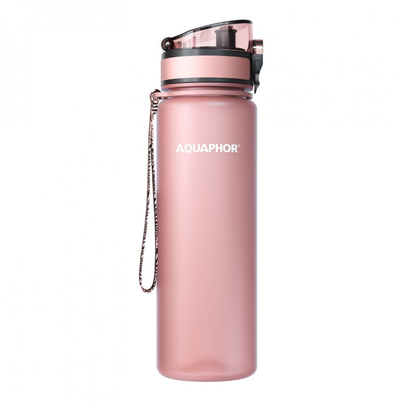 Φιάλη νερού με φίλτρο Aquaphor City 160041, 500 ml, Tritan, Ενεργός άνθρακας, Aqualen, Κάλυμμα με κλείδωμα, Ροζ