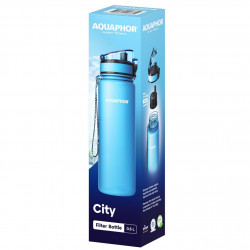 Aquaphor City 160046 Water Filter Bottle, 500 ml, Tritan, Activated Carbon, Aqualen, Locking Lid, Glacier Blue