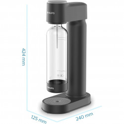 Philips GoZero ADD4901BK/10 Handheld Soda Maker, 1 L, Carbonation Control, Safety Valve, Black