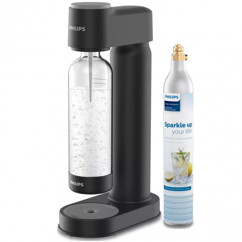 Philips GoZero ADD4901BK/10 Handheld Soda Maker, 1 L, Carbonation Control, Safety Valve, Black