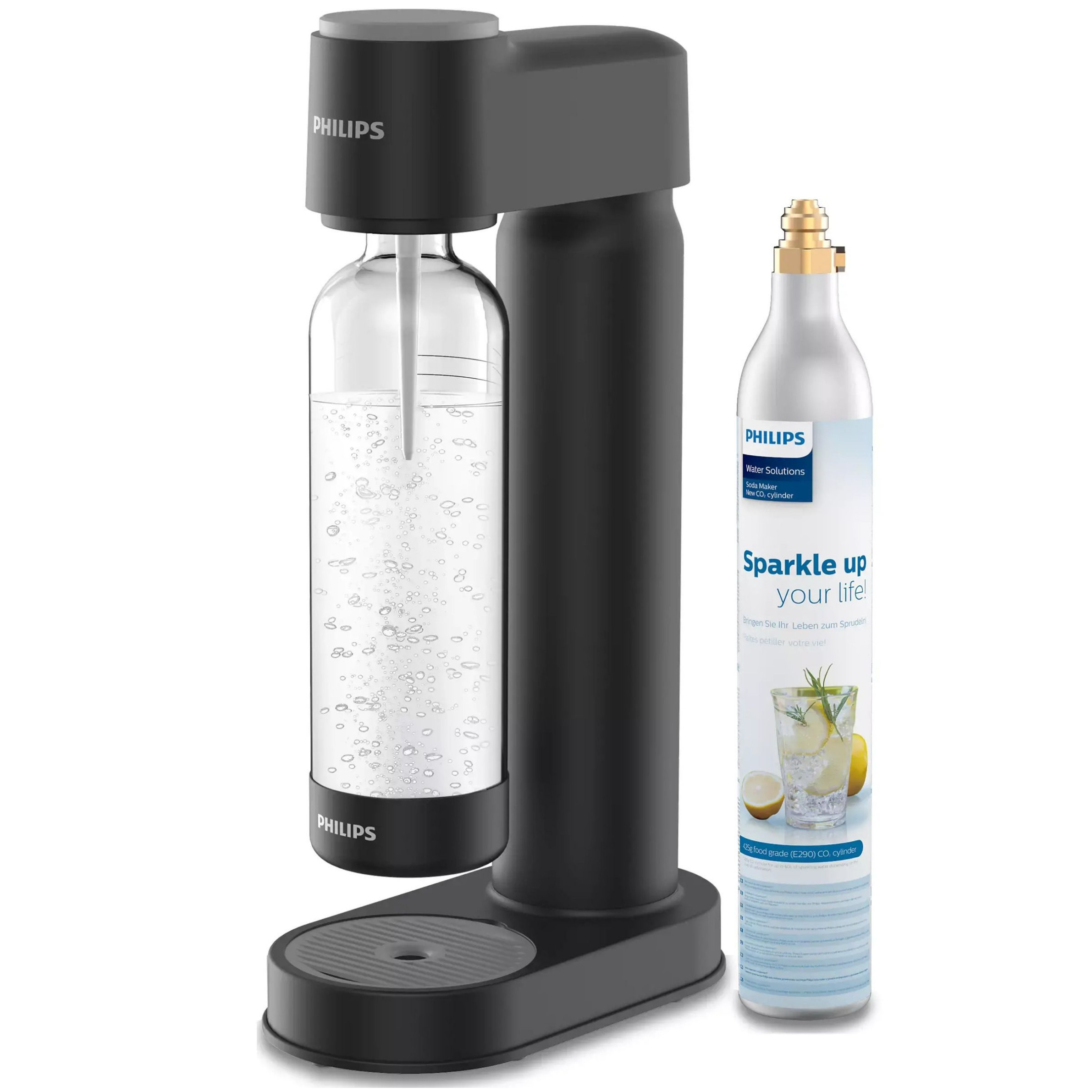 Машина за сода Philips GoZero ADD4901BK/10, 1 л, Регулиране на газировката, Предпазен клапан, Ръчна, Черен