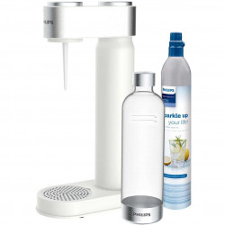 Philips GoZero ADD4902WH/10 Water Carbonator, 1 L, Carbonation Control, Safety Valve, Manual, Stainless Steel Body, Matte White