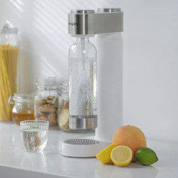 Aparat de carbonatare apa Philips GoZero ADD4902WH/10, 1 l, Reglare nivel de carbonatare, Supapa de siguranta, Carcasa din oțel, Alb mat