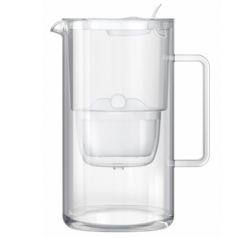 Cana filtrare apa Aquaphor Glass 120021, 2,5 l, Sticla, Contor, Filtru cu magneziu, Alb