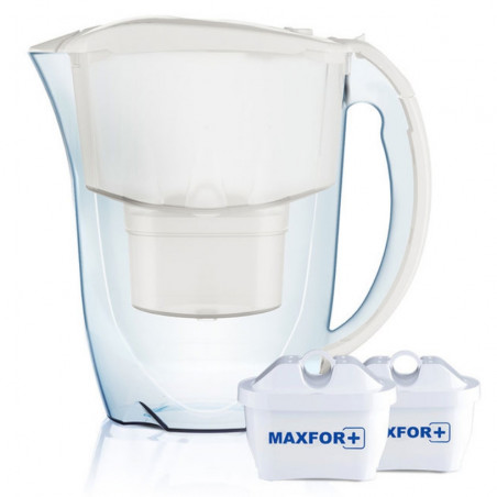 Κανάτα φιλτραρίσματος νερού Aquaphor Jasper 190067, 2,8 λίτρα, Flip-top, 3 φίλτρα MAXFOR+, χωρίς BPA, Λευκό