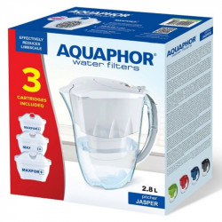 Aquaphor Jasper 190067 vízszűrő kancsó, 2,8 l, flip-top fedéllel, 3x MAXFOR+, BPA-mentes, fehér
