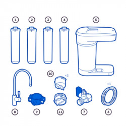 Ενσωματωμένο σύστημα φιλτραρίσματος με αντίστροφη όσμωση Aquaphor DWM-101S Morion 320003, 6,5 bar, 2 l/min, Εμπλουτισμός με μέταλλα, Λευκό