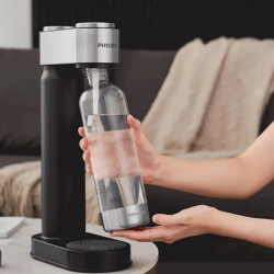 Aparat de carbonatare apa Philips GoZero ADD4902BK/10, 1 l, Reglare nivel de carbonatare, Supapa de siguranta, Carcasa din otel, Negru