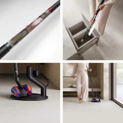 Dyson PencilVac Fluffycones Upright Vacuum Cleaner 492689-01, 55 AW, 30 min, 80 ml, 140,000 Hyperdymium™, Ultra-slim design, LED lighting, Black