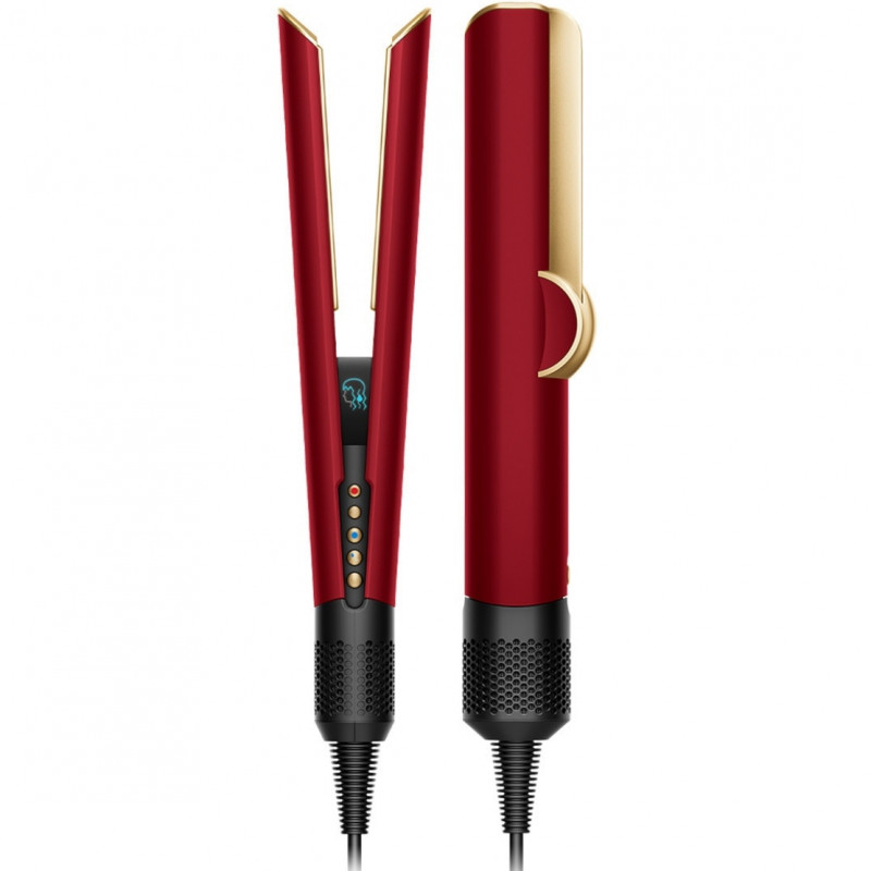 Dyson HT01 Airstrait RdVe/Gd 596931-01 Hair Straightener, 1600W, Max 140°C, Ionization, 6 heat settings, Hair-friendly, Copper coating, LCD display, Red velvet/gold
