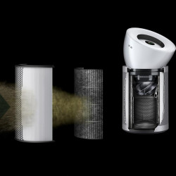 Καθαριστής αέρα Dyson Purifier Big+Quiet Formaldehyde BP02 304511-01 Λευκό/Ασημί, 50 W, 100 m², 90 l/s, 10 ταχύτητες, 2 ρεύματα αέρα, οθόνη LCD, αθόρυβη λειτουργία, Λευκό/Ασημί