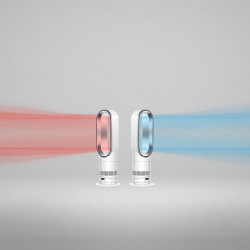 Уред за отопление и охлаждане 2в1 Dyson AM15 Hot+Cool 586340-01, 35 м2, 10 скорости, Осцилация 70°, LCD дисплей, Защита при преобръщане, Air Multiplier™, Бял/сребрист
