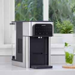 Диспенсър за филтриране и загряване на вода Philips ADD5980S/10, 2200W, 0.6 bar, 2.8 л, Micro X-Clean, 5-30°C, Без BPA, Инокс/черен
