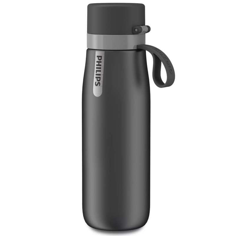 Sticla cu filtru pentru apa Philips GoZero Daily AWP2771GRR/58, 550 ml, Otel inoxidabil 18/8, Izolatie sub vid, Pereti dubli, Gri
