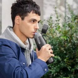 Филтрираща бутилка за вода Philips GoZero Daily AWP2771GRR/58, 550 мл, 18/8 стомана, Вакуумна изолация, Двойна стена, Сив