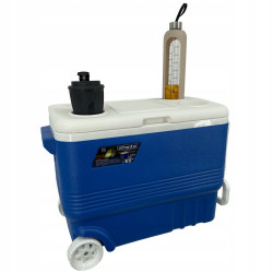 Lada frigorifica cu roti Atlantic 1008728, 45 l, Racire pasiva, 4 suporturi pentru pahare, Albastru