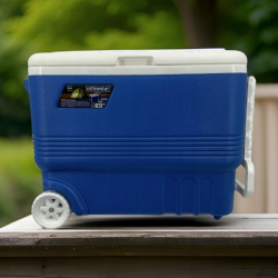 Lada frigorifica cu roti Atlantic 1008728, 45 l, Racire pasiva, 4 suporturi pentru pahare, Albastru